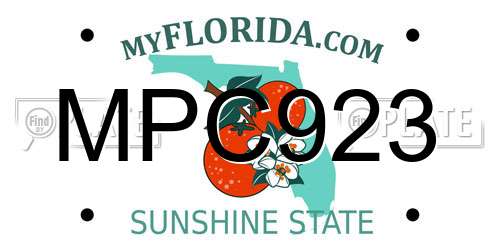 MPC923 Florida License Plate