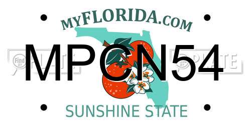 MPCN54 Florida License Plate