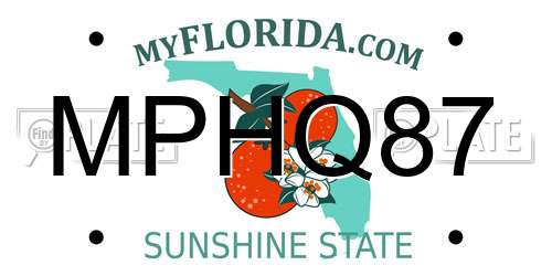 MPHQ87 Florida License Plate