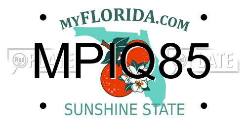 MPIQ85 Florida License Plate