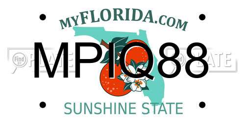 MPIQ88 Florida License Plate