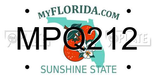 MPQ212 Florida License Plate