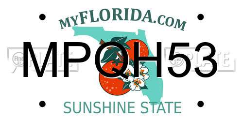 MPQH53 Florida License Plate