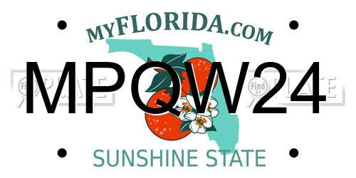 MPQW24 Florida License Plate