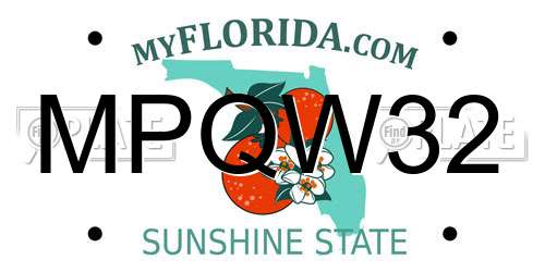 MPQW32 Florida License Plate