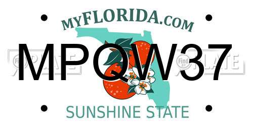 MPQW37 Florida License Plate