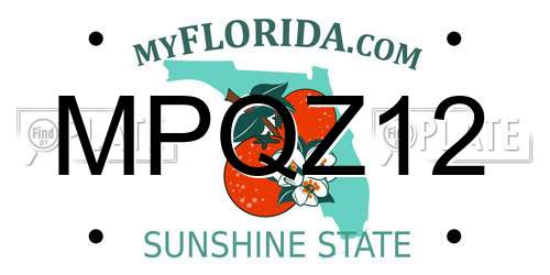 MPQZ12 Florida License Plate
