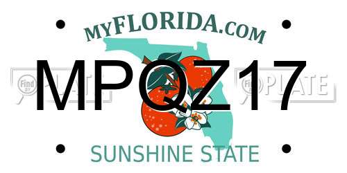 MPQZ17 Florida License Plate