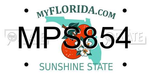 MPS854 Florida License Plate