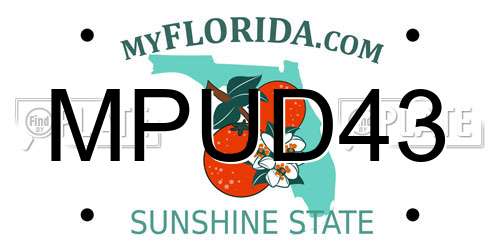 MPUD43 Florida License Plate