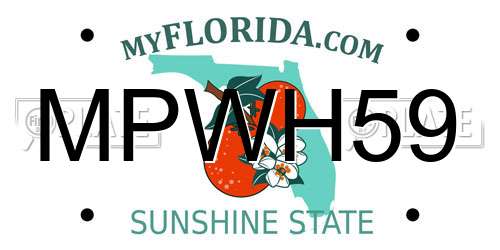 MPWH59 Florida License Plate