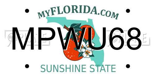 MPWU68 Florida License Plate