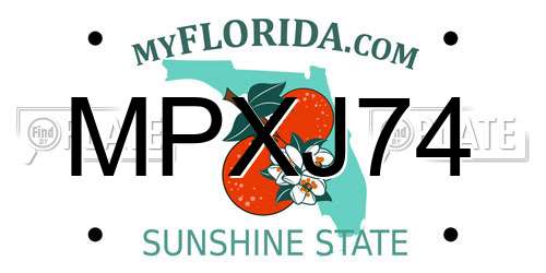 MPXJ74 Florida License Plate