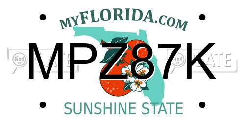 MPZ87K Florida License Plate