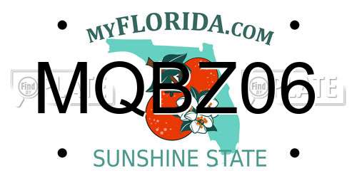 MQBZ06 Florida License Plate