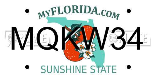 MQKW34 Florida License Plate