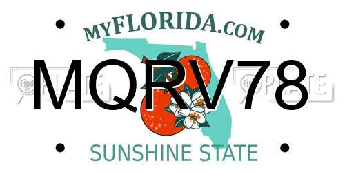 MQRV78 Florida License Plate
