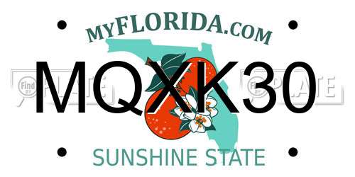 MQXK30 Florida License Plate