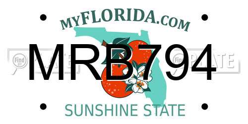 MRB794 Florida License Plate