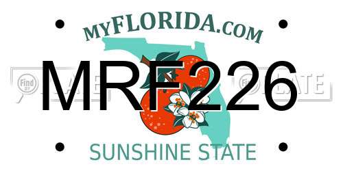 MRF226 Florida License Plate