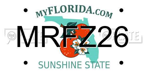 MRFZ26 Florida License Plate