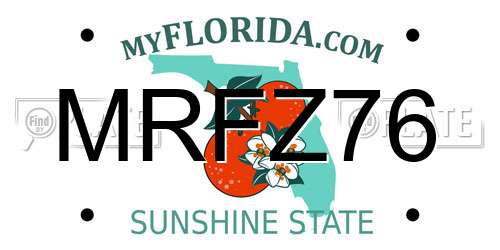 MRFZ76 Florida License Plate
