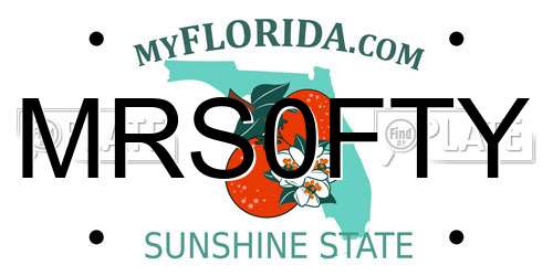 MRS0FTY Florida License Plate