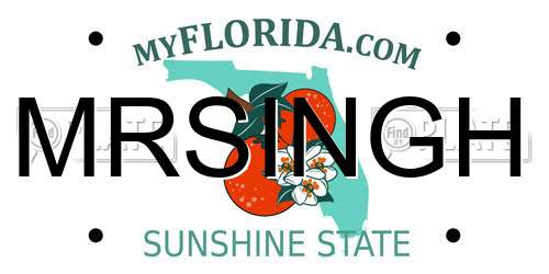 MRSINGH Florida License Plate
