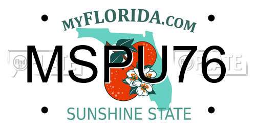 MSPU76 Florida License Plate