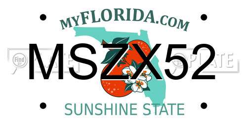 MSZX52 Florida License Plate
