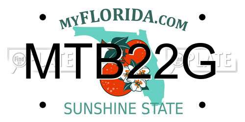 MTB22G Florida License Plate