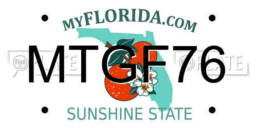 MTGF76 Florida License Plate