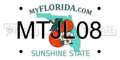 MTJL08 Florida License Plate