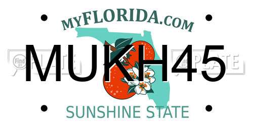 MUKH45 Florida License Plate
