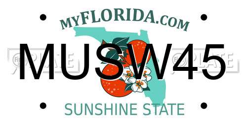 MUSW45 Florida License Plate