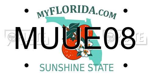 MUUE08 Florida License Plate