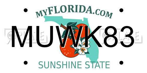MUWK83 Florida License Plate