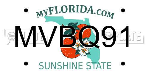 MVBQ91 Florida License Plate