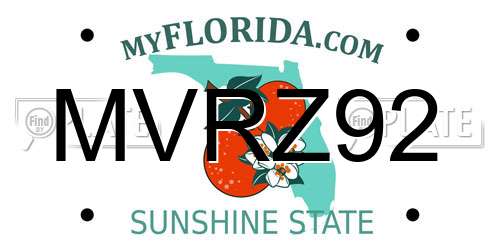 MVRZ92 Florida License Plate