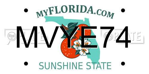 MVYE74 Florida License Plate