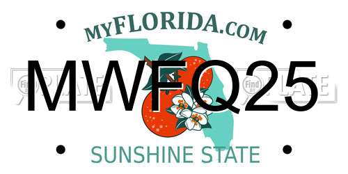 MWFQ25 Florida License Plate