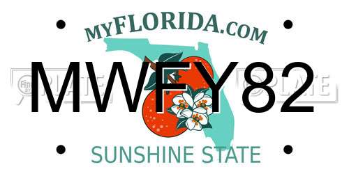 MWFY82 Florida License Plate