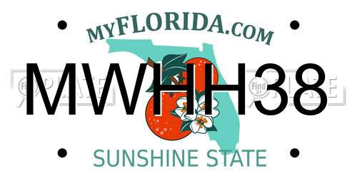 MWHH38 Florida License Plate