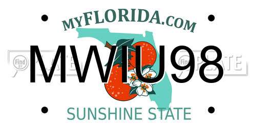 MWIU98 Florida License Plate