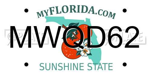 MWQD62 Florida License Plate