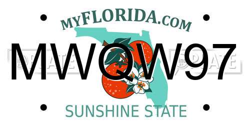 MWQW97 Florida License Plate