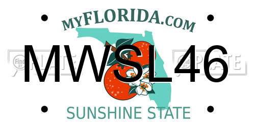 MWSL46 Florida License Plate
