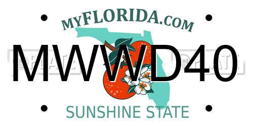 MWWD40 Florida License Plate