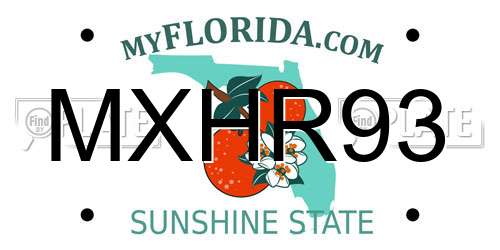 MXHR93 Florida License Plate