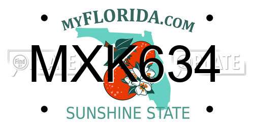 MXK634 Florida License Plate